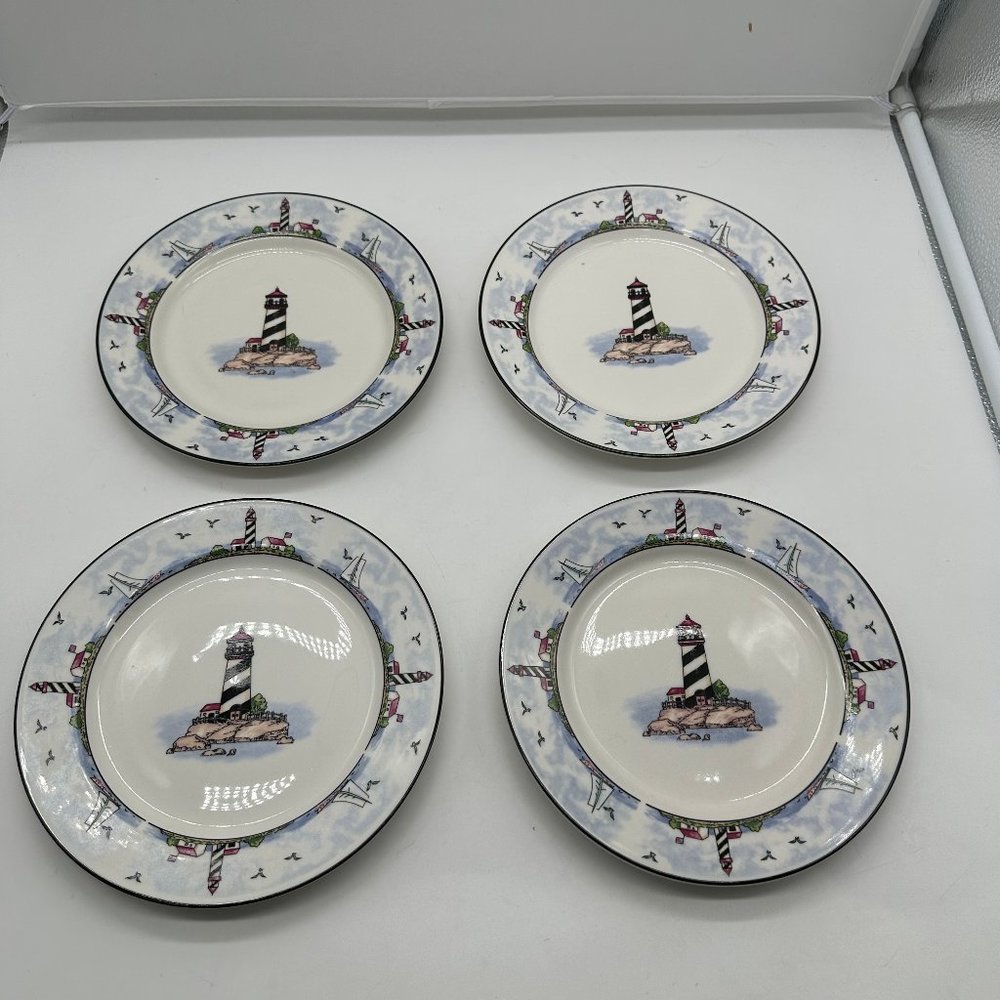 4 New Totally Today Coastal Lighthouse Salad Plate Plates Cape Hatteras